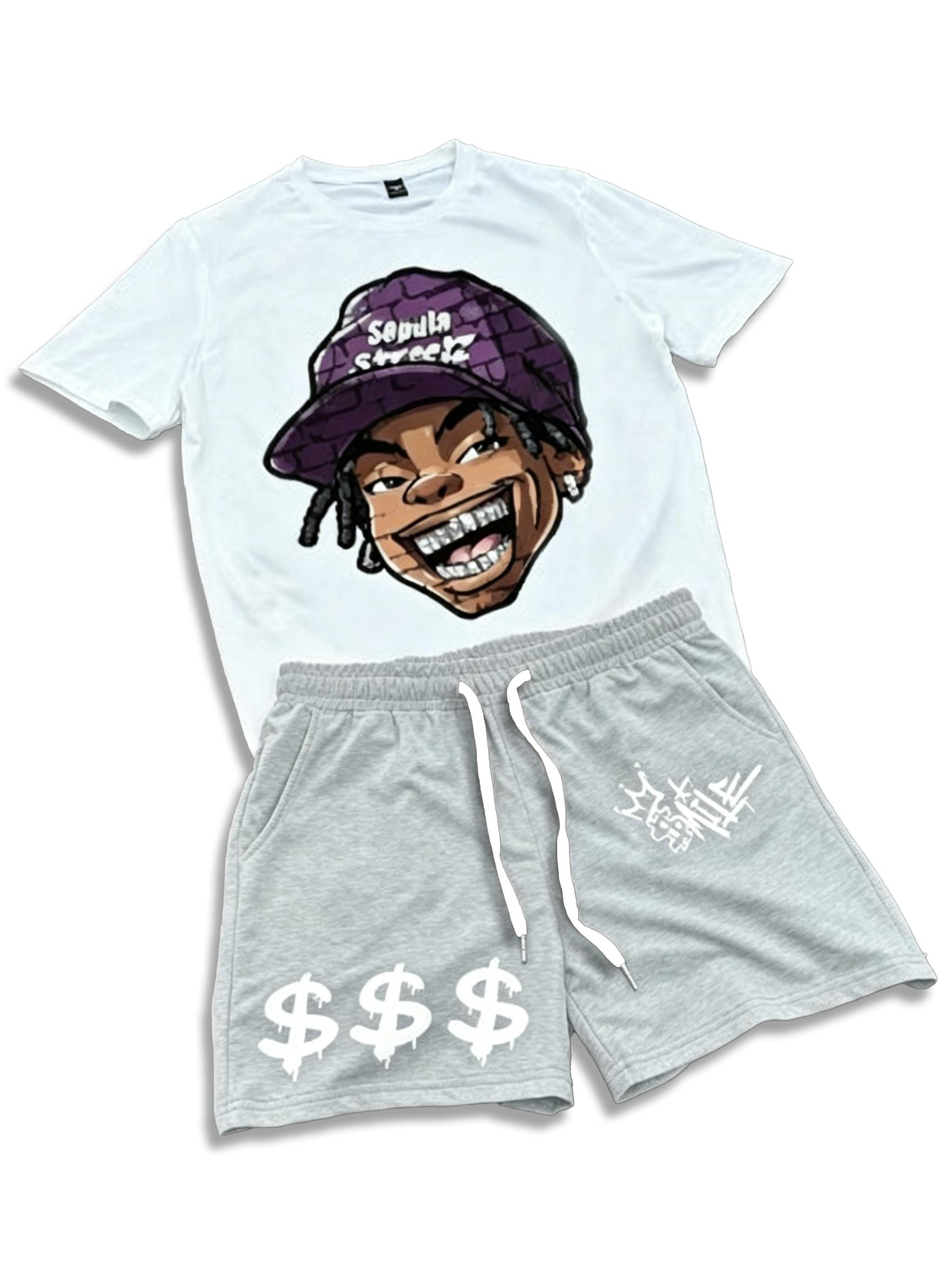 Gildan 2-Piece Set S-3XL | Cartoon Boy Printed Sport T-Shirt & Shorts Suit | Men’s American Tracksuit Outfit | Premium Cotton Summer Activewear | Trendy Plus Size Streetwear Bundle | Soft Breathable Casual Set for Men | Must-Have Summer 2026