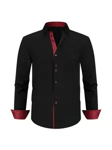 Men's Long Sleeve Button Front Shirt with Print Patchwork Design, Casual Commuter Daily Wear, Comfortable and Stylish, Perfect for Everyday Use, Menswear