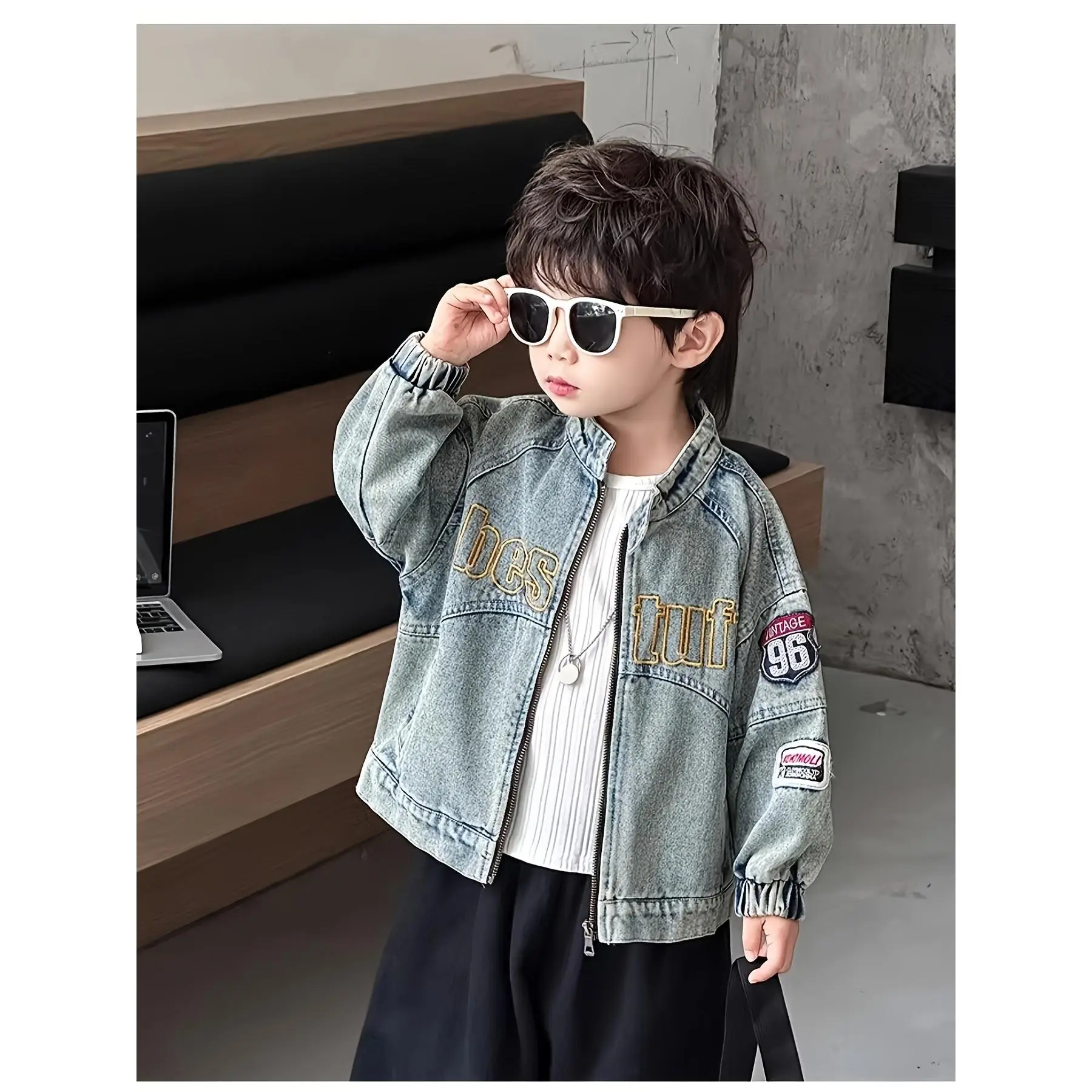 2026 Boys Korean Denim Jacket for Under 12 - Fashionable Spring And Fall Top, Stylish And Attention-Grabbing. Trendy Biker Style Coat for Fashionable Kids. Boys Jacket And Boy Clothing