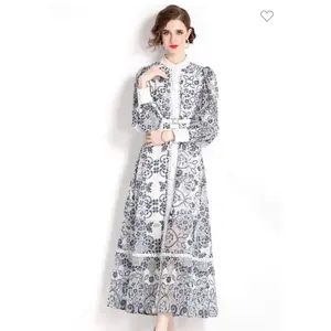 Luxurious Long Sleeve Vintage Dress - Women's Casual Dresses Statement