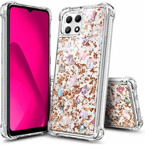 Case for T-Mobile REVVL 7 5G, Stylish Bling Shiny [Real Seashell Pattern] Dual Layer Shockproof Full Body Cover Military Grade Drop Protection Cover Phone Case (Gold)