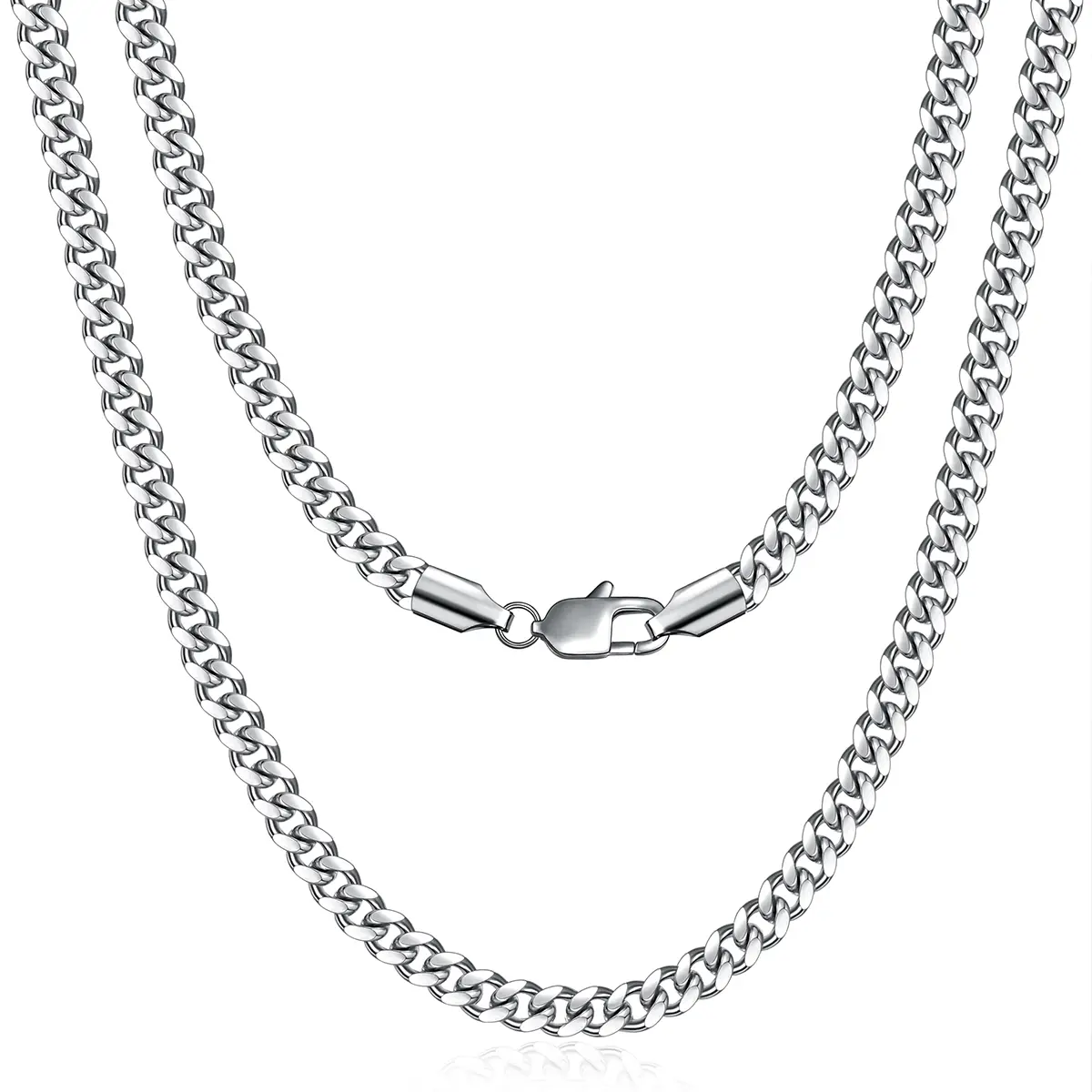Men Chunky Miami Cuban Chain Necklace, 3/5mm Width, 18/20/22/24inch Length, Stainless Steel