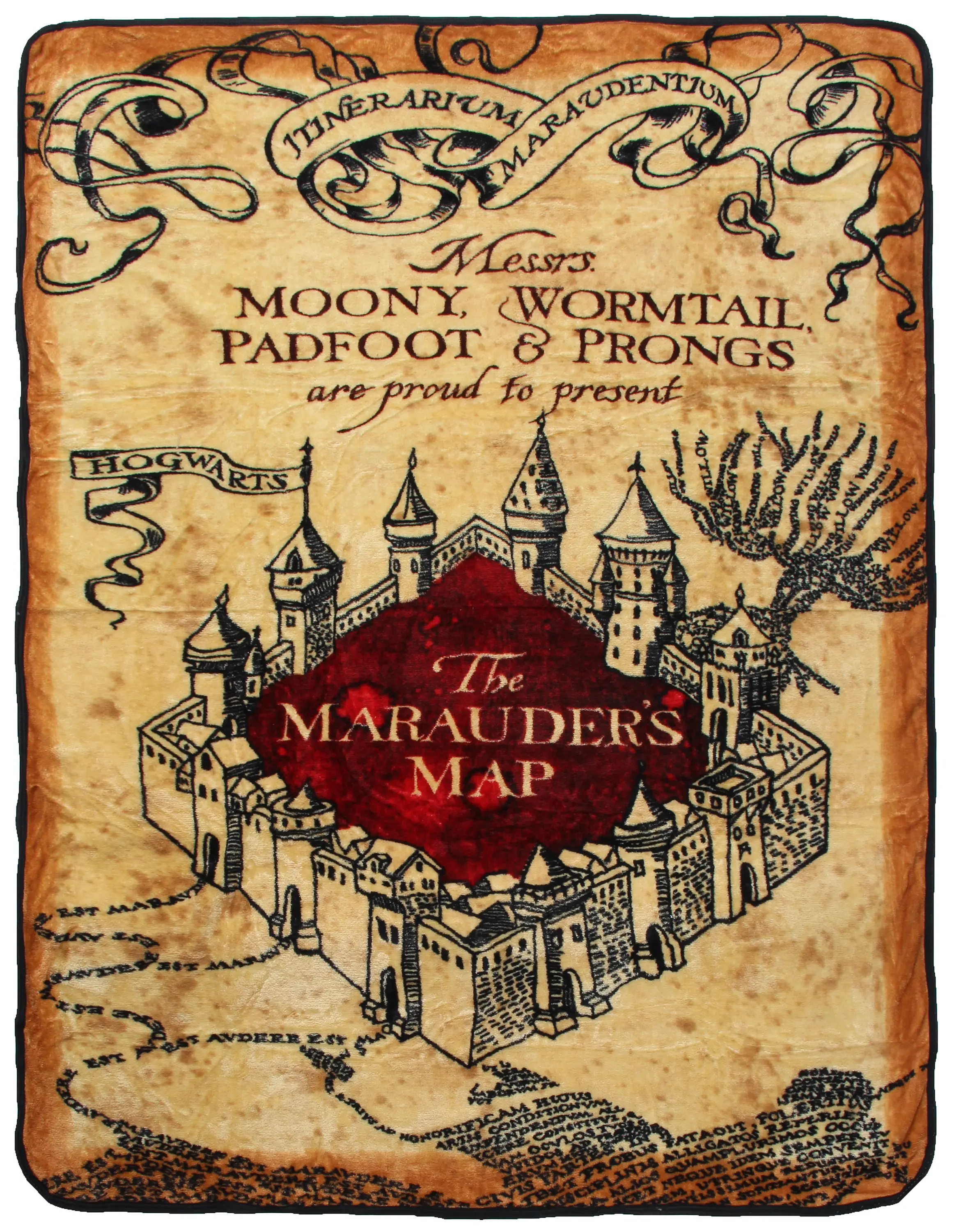 Harry Potter Marauders Map Micro Raschel Fleece Throw Blanket 48" x 60"