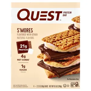 Quest Nutrition Protein Bar, S'Mores, 4 Bars, 2.12 oz (60 g) Each