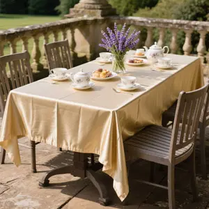 Luxurious Champagne Gold Rectangular Party Tablecloth Set, Simple Fashion Table Cover for Weddings, Banquets, Birthdays, Holidays, Christmas