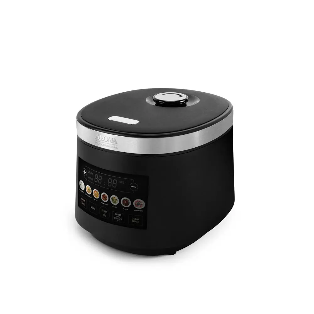 Aroma 20-Cup Digital Stainless Steel Rice Cooker, Countertop Rice Grain Cooker, Black