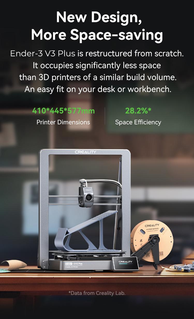 Creality Ender-3 V3 Plus 3D Printer - Dual Motors, CoreXZ Tech, Clog-Free Extruder, and Quick-Swap Nozzle Wifi