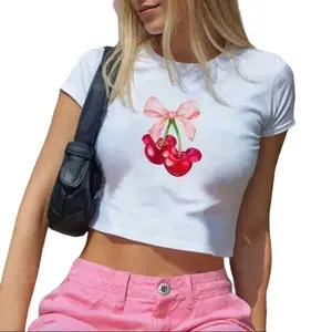 Coquette Bow Mouse Cherry Baby Tee, WDW Girls Trip Shirt, Mick girly aesthetic Shirt, Gift For Her