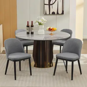 GAOMON Upholstered Dining Chairs Set of 4,Modern Fabric Kitchen Side Chairs with Thick Cushions and Wood Legs,Comfy Dining Room Chairs with Curved Backrest for Restaurant/Cafe, Grey