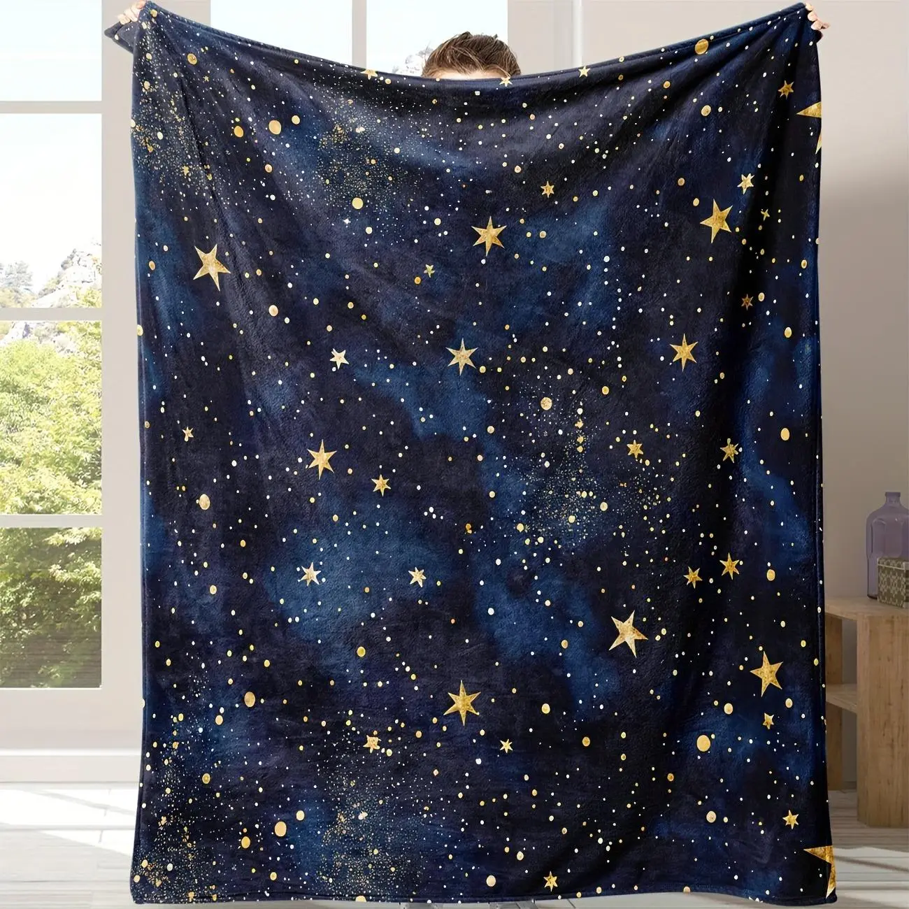 Dreamy Galaxy Flannel Blanket Starry Sky Design For Ultimate Stargazing Comfort Ultra Soft Lightweight Throw Perfect For Cozy Nights At Home And Under The Stars