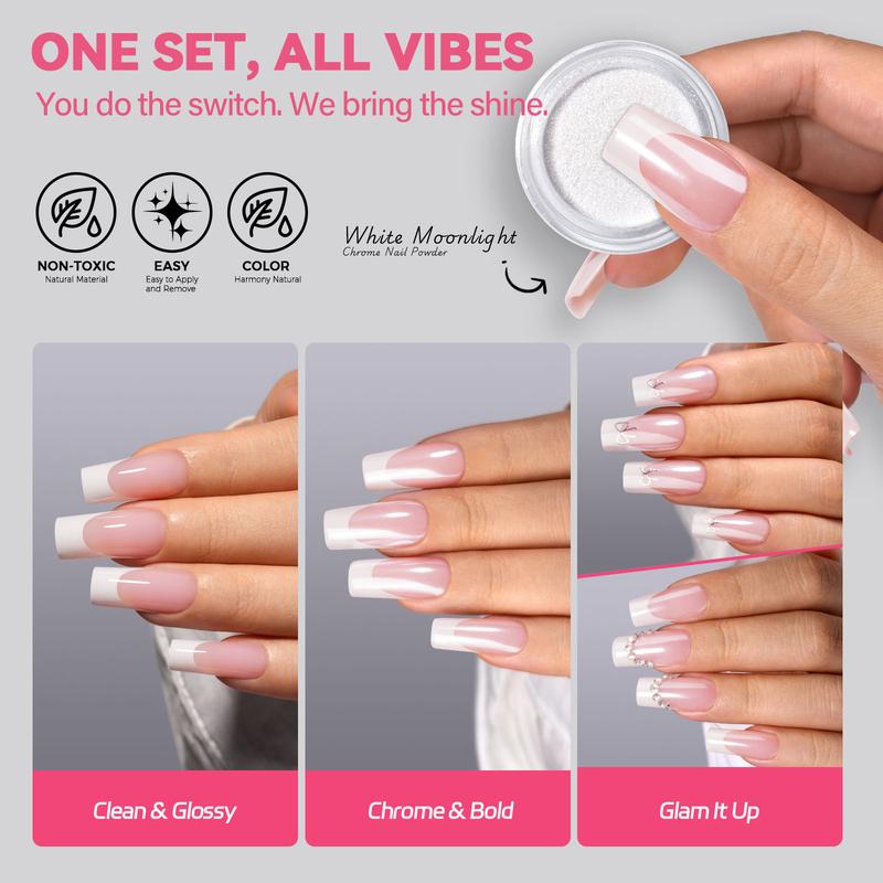 AILLSA Cozy French Press-On Kit with Chrome Powder, 5 Base Colors, 30g Hold Strong Solid Gel Glue, Square Natural-Fit gelx Tips, Gentle DIY Press-On Fake Nails Set for Fall Tiktokshopblackfriday AILLSA Cozy French Press-On Kit with Chrome Powder, 5 Base Colors, 30g Hold Strong Solid Gel Glue, Square Natural-Fit gelx Tips, Gentle DIY Press-On Fake Nails Set for Fall Tiktokshopblackfriday