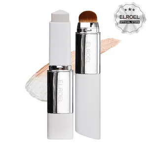 [ELROEL Official Store] ELROEL Blanc Cover Cream Stick V White - Korean Color-Changing Foundation Stick with Volufiline - Medium to Full Coverage Dewy Finish Base Makeup - Dual-Ended with Detachable Brush (13g, 0.04 oz)