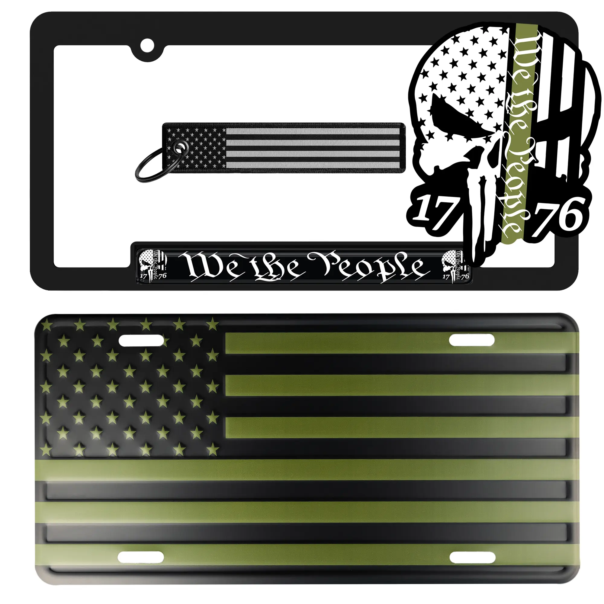 We The People Tribute License Plate, Frame, Key Tag & Sticker Combo