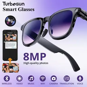Turbosun A2 AI Smart Glasses with 8MP Camera, 2K Anti-Shake Video, Real-Time Voice Translation & ChatGPT Integration, Bluetooth Audio, Touch Control – Stylish Wearable Tech for Men, Driving, Sports & Commuting