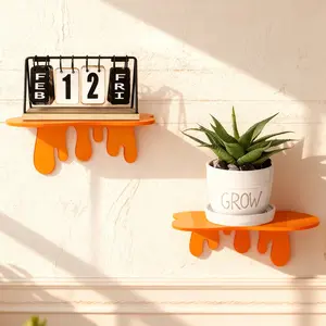 Set of 2 Acrylic Small Wall Shelves, 7 Inches Floating Wall Shelves for Home Decor, Storage, Room Decoration, Photo Albums