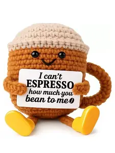 Positive Energy Crochet Coffee Cup Desktop Decoration, Birthday Gift, Valentine's Day Gift, Cute Small Coffee Lover Gift