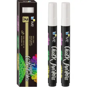 White Liquid Chalk Markers - 2 Pack Bright Colors Erasable Chalk Marker Pens, Reversible Tip, Non-Toxic, for Chalkboards, Signs, Glass, Easy to use Chalk markers TF800