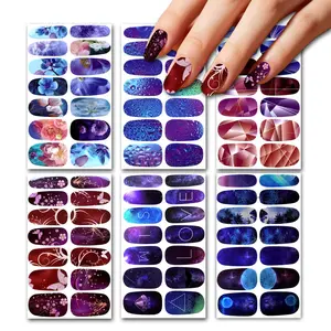 DIY Nail Art Stickers Set, 7 Sheets & 1 Scraper, Self-Adhesive Manicure Decals for Women Girls, Full Wrap Nail Polish Strips, Wrap Nail Design