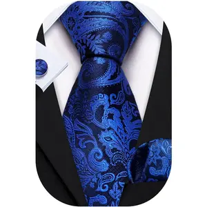 Ties for Men Paisley Silk Neckties Woven Floral Tie Sets Pocket Square Hanky Cufflinks Business Wedding