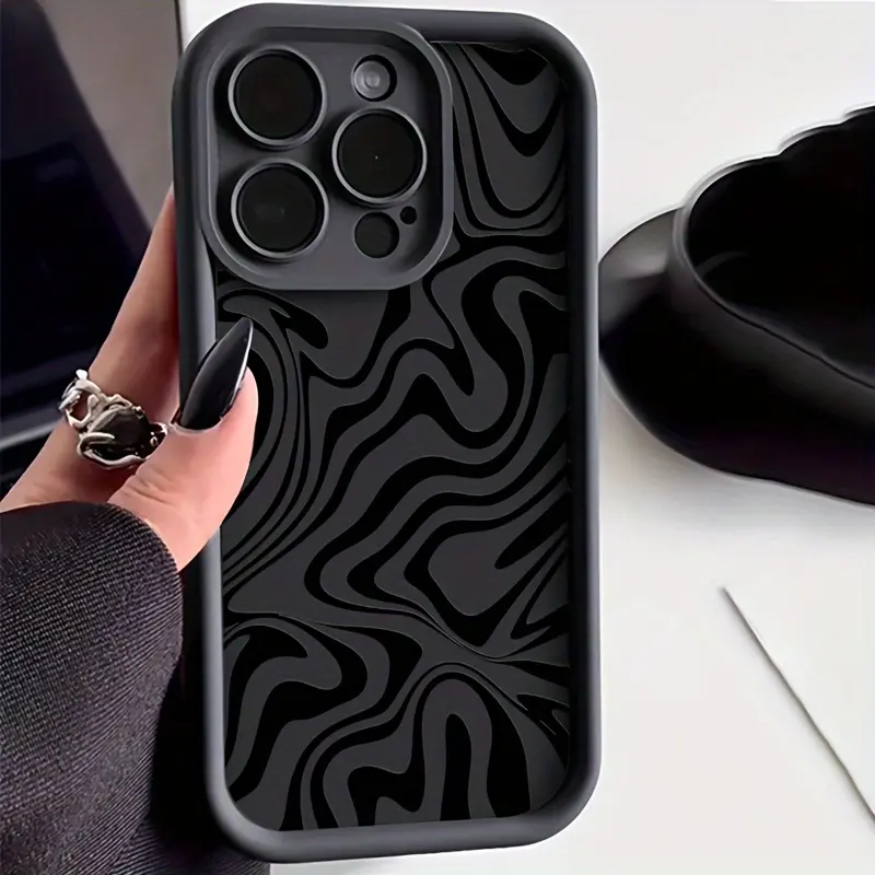 Black Texture Printed TPU Shockproof Case for iPhone 6/7/8/X/Xs/XR/XS Max/11/12/13/14/15/16/17Pro Max