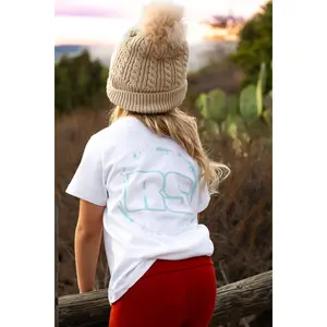KIDS RS "GHOST" LOGO TEE- WHITE // OCEAN BLUE