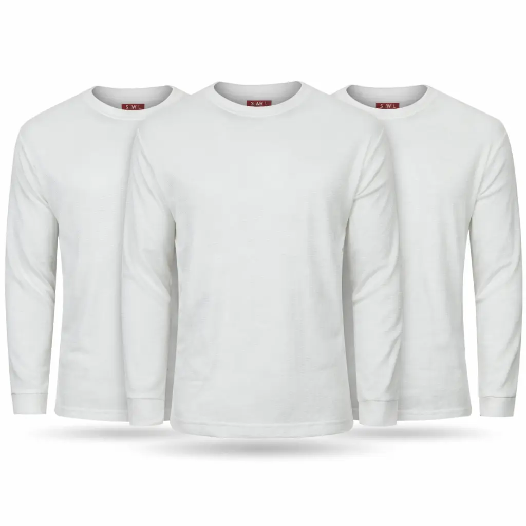 3 Pack White S&W Men's Waffle Knit Thermal 