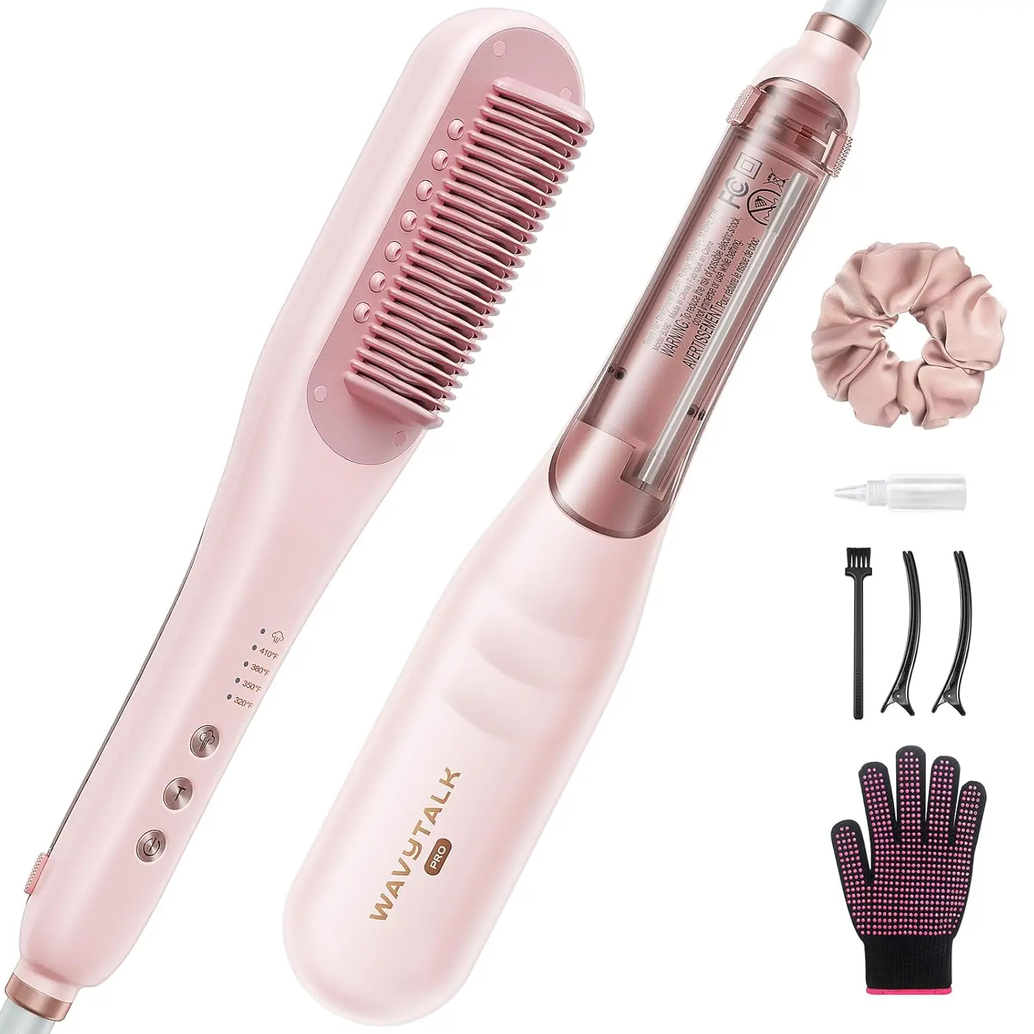 Wavytalk Pro Steam Hair Straightener Brush Steamline Pro Straightener Brush | 3-in-1 Straightening Brush for Coily Hair, Fast Salon Results with Less Damage, Anti-Frizz and Hair Nourishment