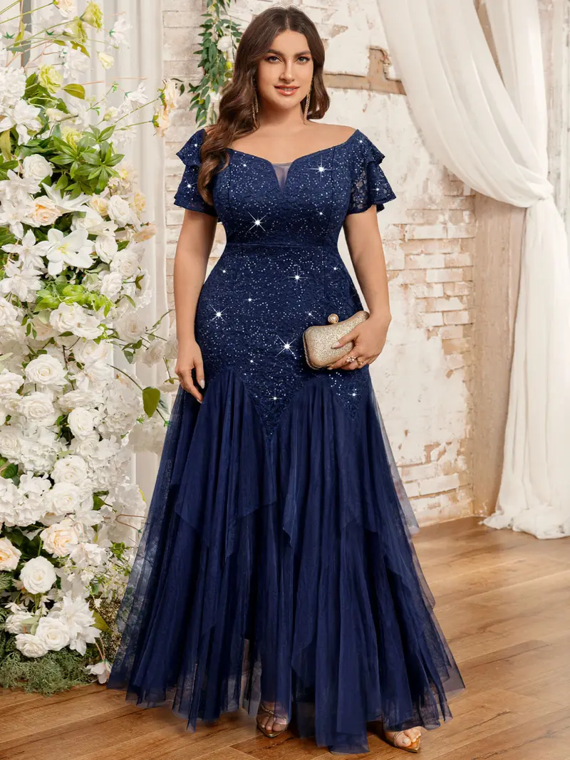 sachin and babi light blue dress womens midi sequin belted drawstring dress prom gown party main image 1