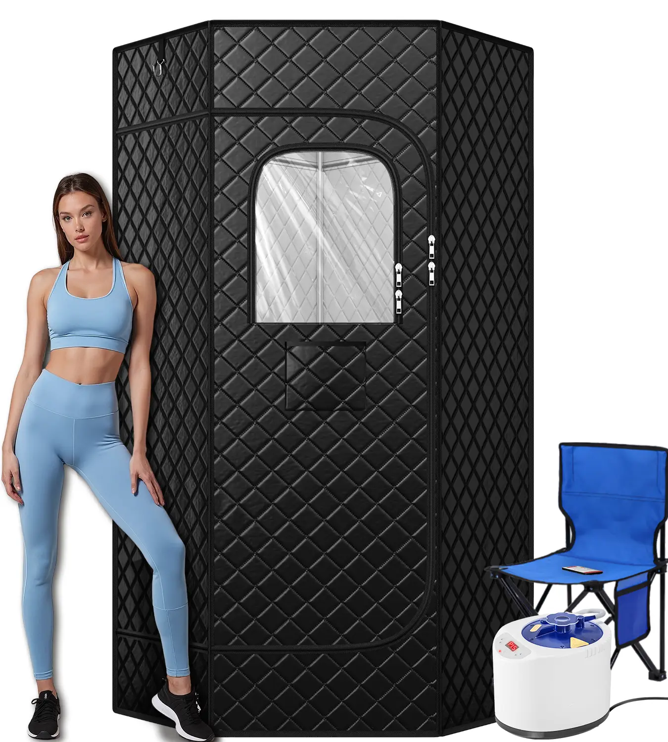 TEHANLD Portable Sauna Box for Home, Personal Steam Nurecover Saunas Tent at Home Use, Steamer, Pentagon Design with Higher Temperature & Lager Spac