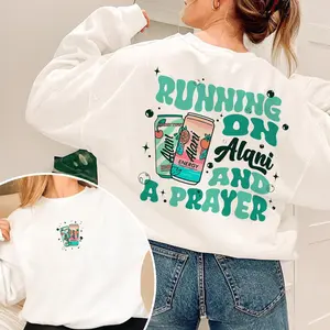 [Made in USA] Running On Alani And A Prayer Sweatshirt, Funny Energy Drink Alani Merch, Summer Vibes Graphic Pullover, Trendy Casual Streetwear for Women and Men, Relaxed Outfit, TikTok Viral Style, Valentine Gift