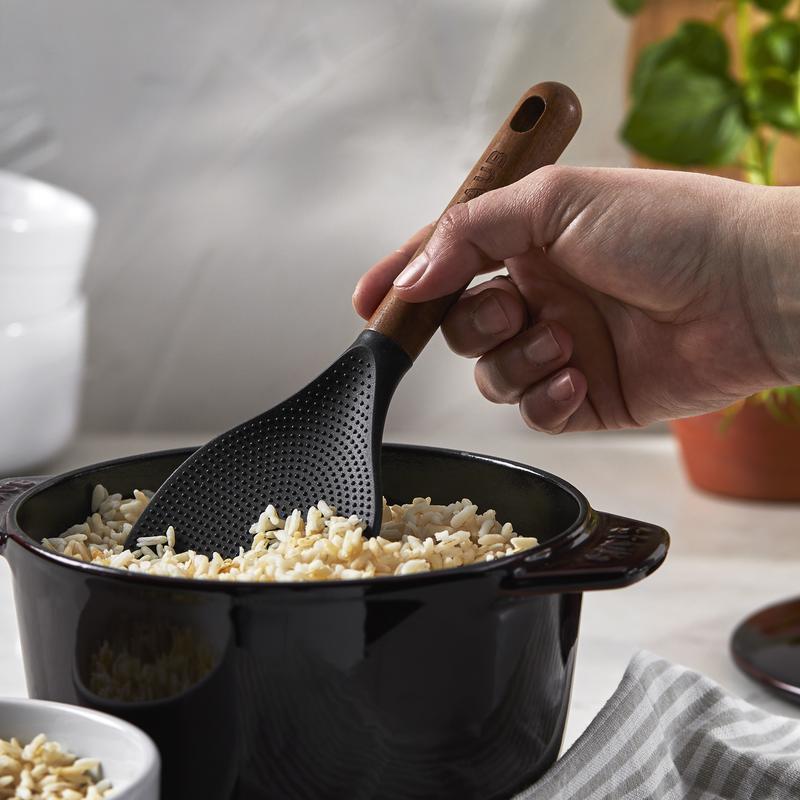 STAUB Silicone Kitchen Tools, Wood Handled Rice Spoon