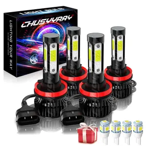 Super Bright 4x Combo H11 H9 LED Headlight High Low Beam Bulbs 9000K White Kit