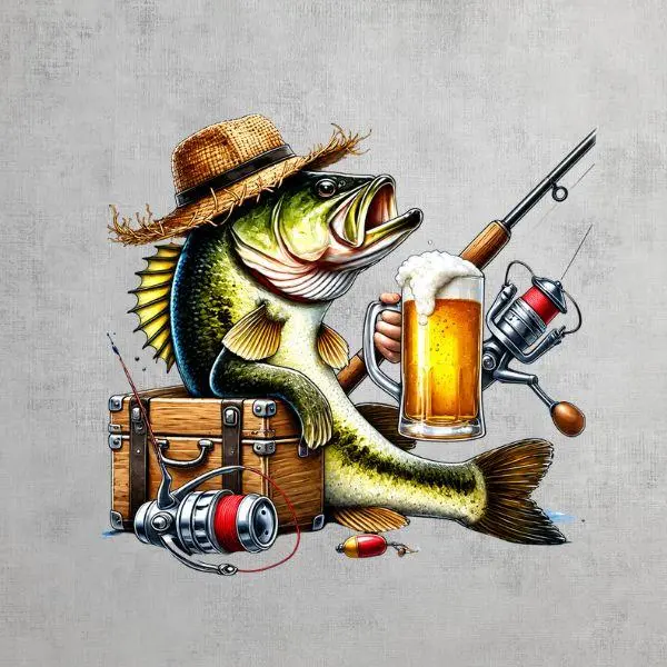 Gone Fishing Bass Sticker, Funny Beer Drinking Fish Vinyl Decal, Father's Day Gift for Dad, Bass Fishing Waterproof Sticker, Fisherman Car Laptop Tumbler Decal