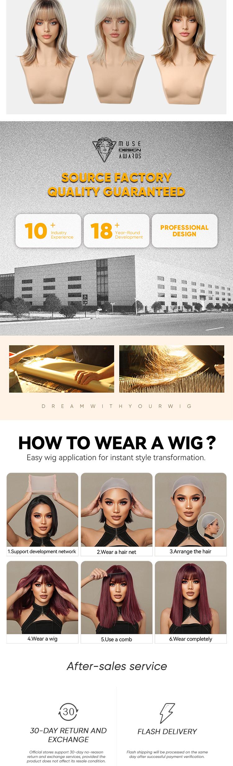 Loni Mini C- NEW! DWY 16-Inch Short Wave  Glueless Synthetic Wig with Bangs for Women High-Quality Premium Fiber Easy Wear Comfortable Fit