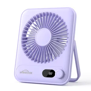 WHATOOK Small Desk Fan 2000mAh 10 Hours Battery Office Fan Quiet Mini Desktop Fan Portable Rechargeable Travel Essentials