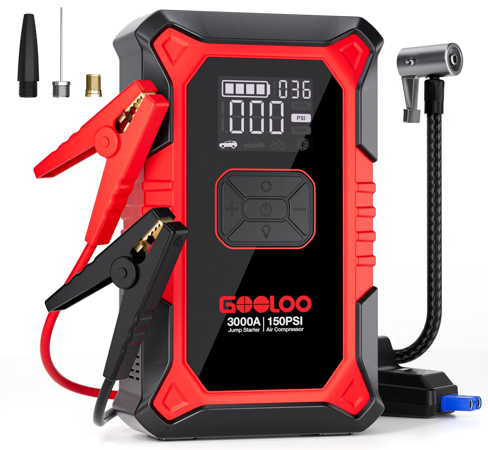 GOOLOO A3 Portable Car Jump Starter with Air Compressor, 3000A Car Battery Jump Starter (9.0 Gas/6.5L Diesel) with 150PSI Digital Tire Inflator Repair Tool Kit Vehicle. fathersdaygift,car accessories,toolupgrade