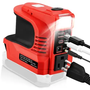 220W Power Inverter Compatible with Makita/Milwaukee/ DeWalt 20V Battery, DC 20V to AC 110V-120V Portable Power Station with 1 AC Outlet, 1 USB & Type-C, 1 12V DC & 200LM LED (No Battery)