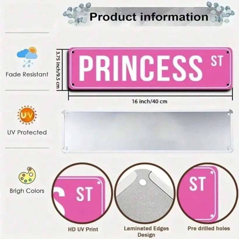 Aluminum Princess Poster for Room Decor Add a Touch of Fun to Your Home Living Room Bedroom Wall Decoration for Teen Girls