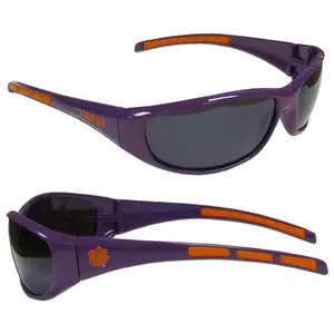 212 MAIN Clemson Tigers Wrap Frame Sunglasses, Lightweight Durable UV Protection Eyewear with Team Logo (Special Order), Lightweight Durable Sunglasses, Logo Detail