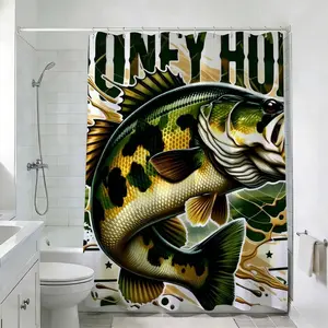 1 Pc Fishing Theme Shower Curtain for Bathroom Decor and Renovation Ideas