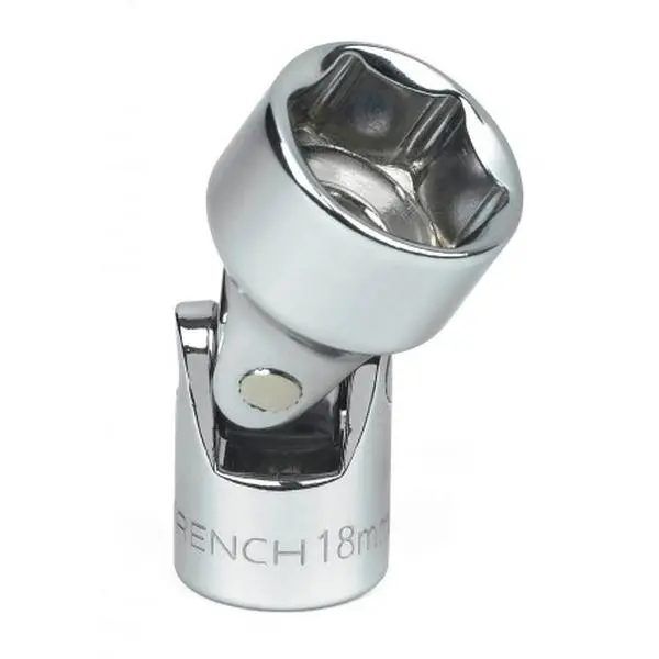 GearWrench 80338 Flexible Ratchet Socket, 0.38 in. Drive, 6-Point, 15 mm Flex Socket, Full Polish Chrome Finish, Entry Angle Guides Fastener