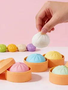 Simulated Food Stress Relief Toy: White Mini Bread Squishy, Slow Rebound Stress Relief Gadget, Realistic Fake Bread Dough, Stretchable Sensory Desktop Toy, Anxiety Relief, Perfect for Office Relaxation & Home Decoration | Ideal Gift for Family and Friends