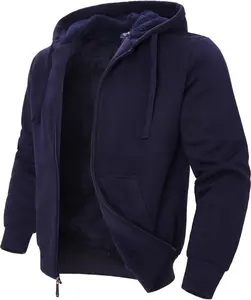 Mens Sherpa Lined Hoodie Warm Full Zip Fleece Sweatshirt Thick Lined Work Pullover for Winter Comfort