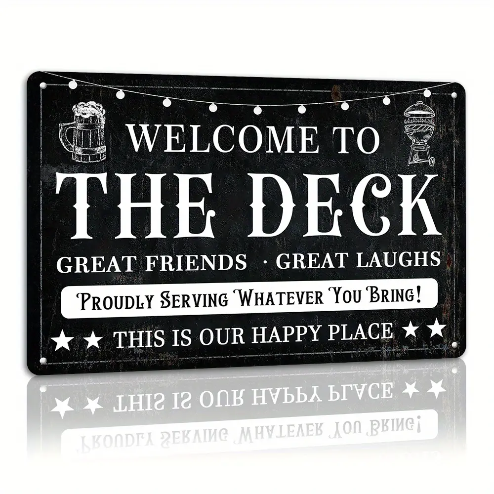 Welcome to The Deck Deck Metal Tin Sign Backyard Accessories Decor Outdoor Vintage Metal Tin Signs Farmhouse Part Patio Porch Home Wall Decorations 8x12 Inches Halloween Christmas decorations