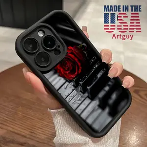 Soft Case for iPhone 16 15 14 Pro Max 16E 13 12 11 XR XS Plus Shockproof Drop Protection Rugged Durable Red Roses on the Keys Advanced fashion gift Silicone Cover