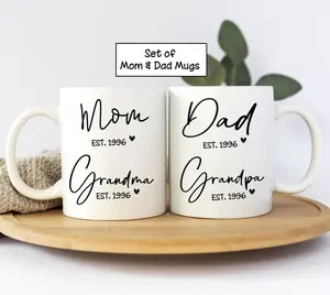 Personalized Grandma Grandpa Gift Set, New Grandparents Gift, Promoted to Grandma, Promoted to Grandpa, Mug Set, Pregnancy Reveal, Mug, Cup