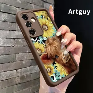 Phone Case Compatible with Samsung Galaxy S24 ultra plus S25 S23 S22 Ultra Plus Cute Highland Cow Advanced fashion gift Shockproof Silicone TPU Bumper Drop Protection Soft Cover
