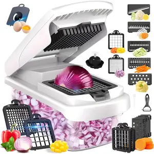15-in-1 Heavy Duty Vegetable Chopper, Multifunctional Kitchen Cooking Gadget, Adjustable Food Slicer Dicer Cutter with Sharp Blade & Large Container for Onion Salad Fruit Veggie Prep