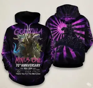 HOT Godzilla Minus One 70th Anniversary 1954–2026 3D Hoodie – “Thanks for the Memories” Kaiju Graphic All Over Print Sweatshirt, Collector Fan Apparel