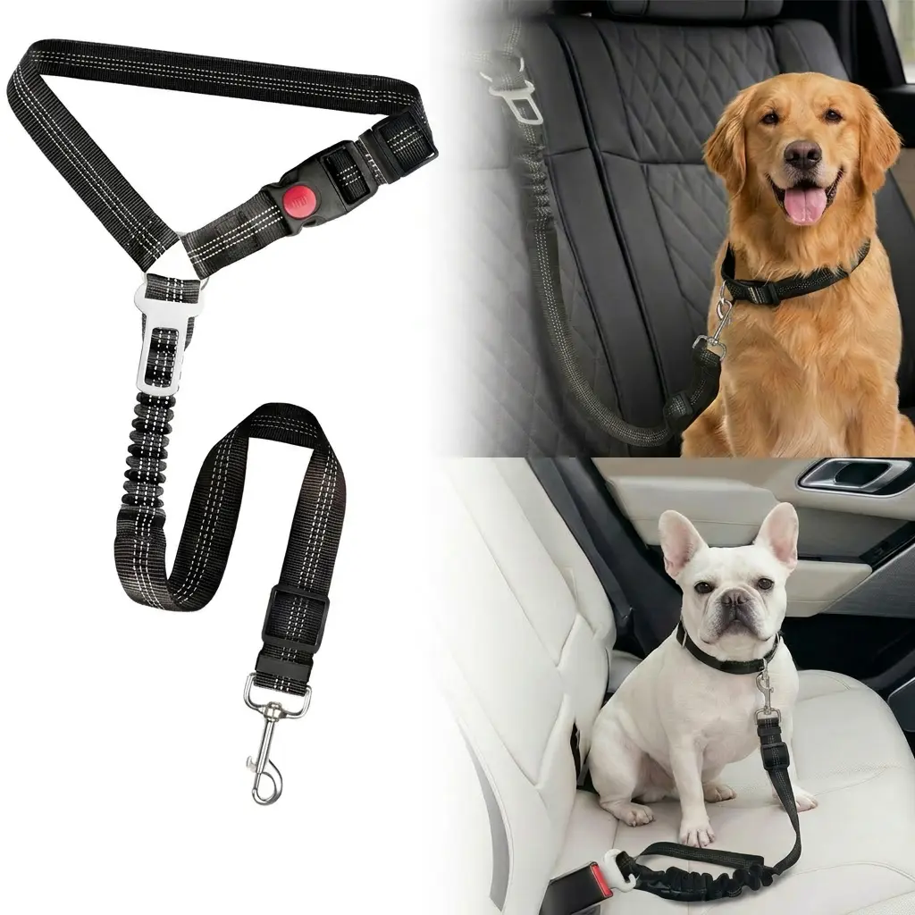 Multifunctional Dog Seat Belt Harness for Car, 3 in 1 Pet Dog Car Seatbelt Leash, Headrest Restraint for Pet Trips,  Anti-Shock Seatbelt Connector for All Dog Sizes, High quality & adjustable & convenient & practical & comfortable.